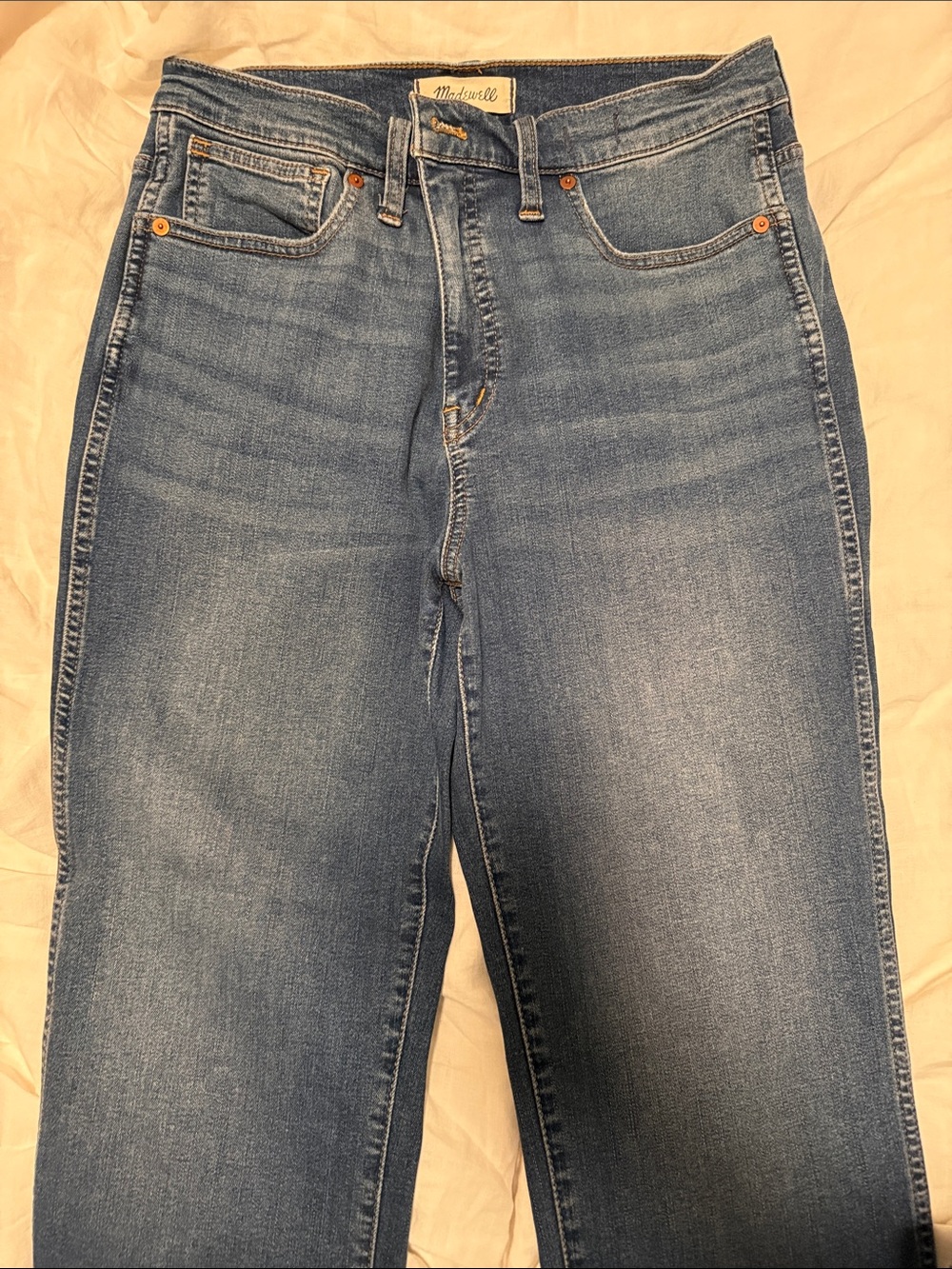 Madewell Stovetop High-Rise Straight Jeans in Faded Blue Wash